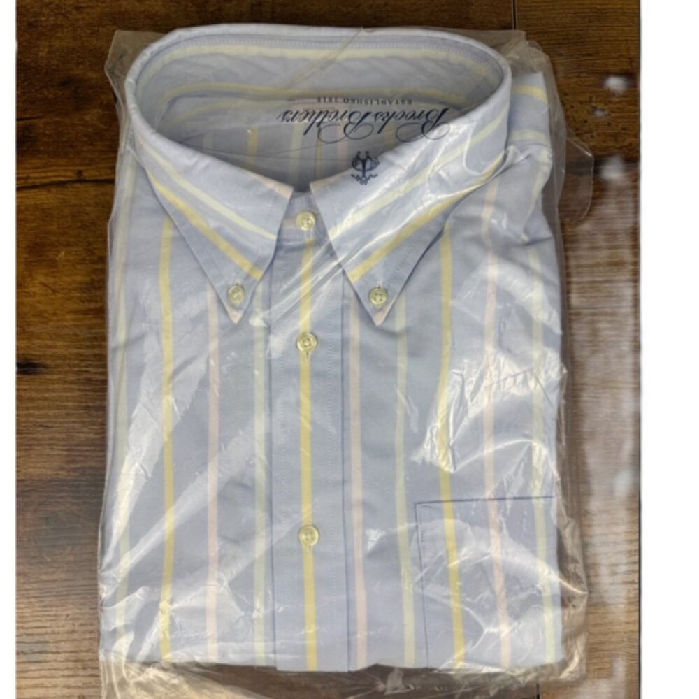 Brooks Brothers Men’s XL Blue Stripe Button-Down Shirt NWT